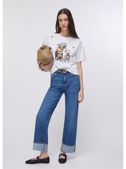 T-shirt con stampa e ricami gioiello LIU JO | WA6331JS904/P9272